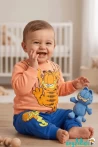 Garfield Baskılı 2 İp Alt Üst Takım 6-9-12-18-24 Aylık - 1-2- Yaş